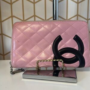 CHANEL Cambon line Zip around long wallet.organizer with pen holder.Pre-loved